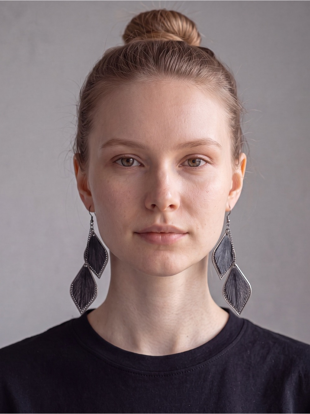 RARE Artisan Handcrafted Boho Double Leaf Thread Dangle Earrings